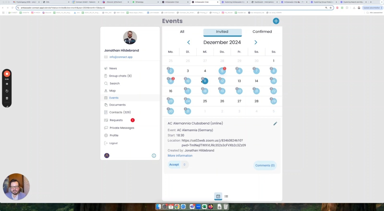 4) Ambassador App: Event management