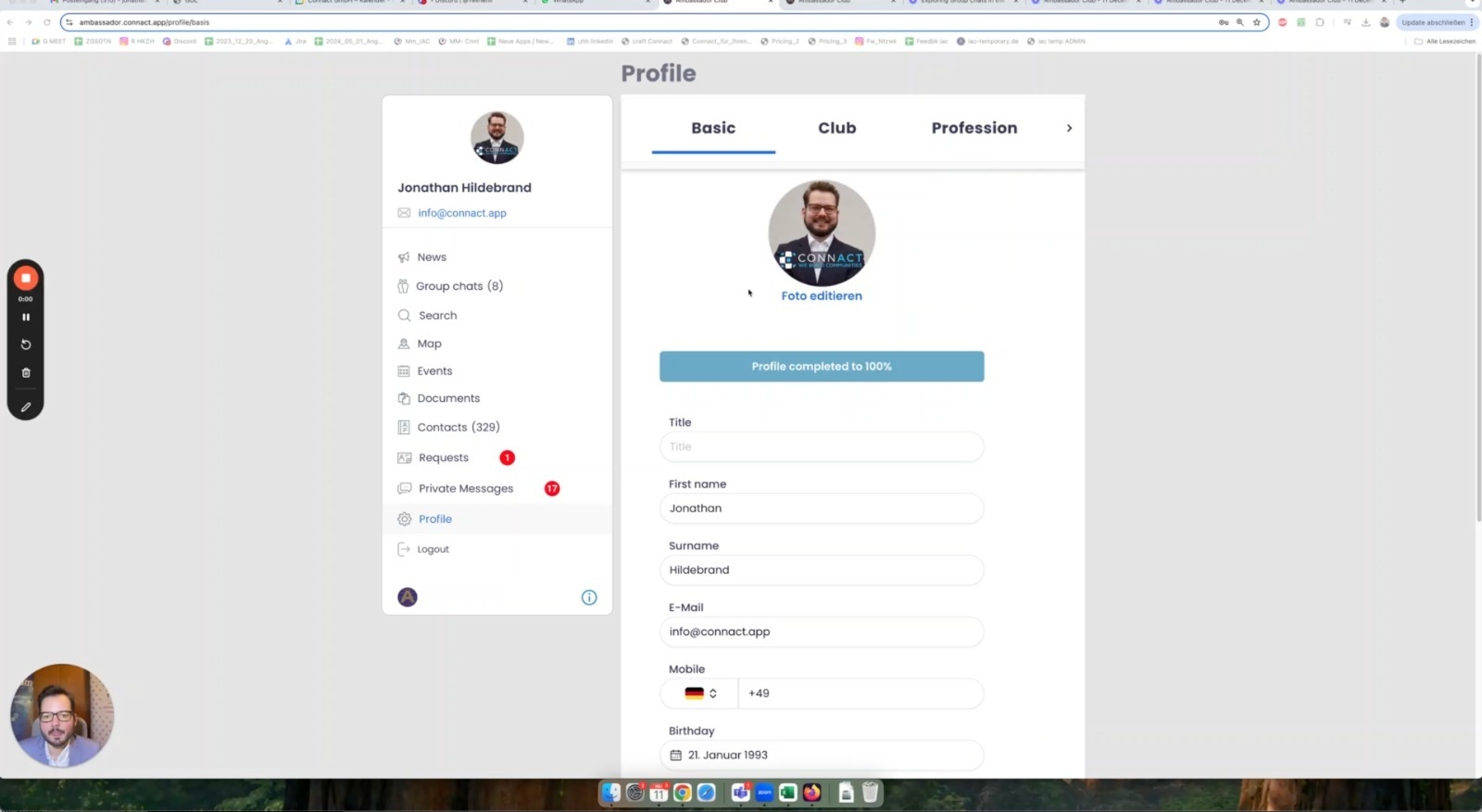 6) Ambassador App: Manage your own data